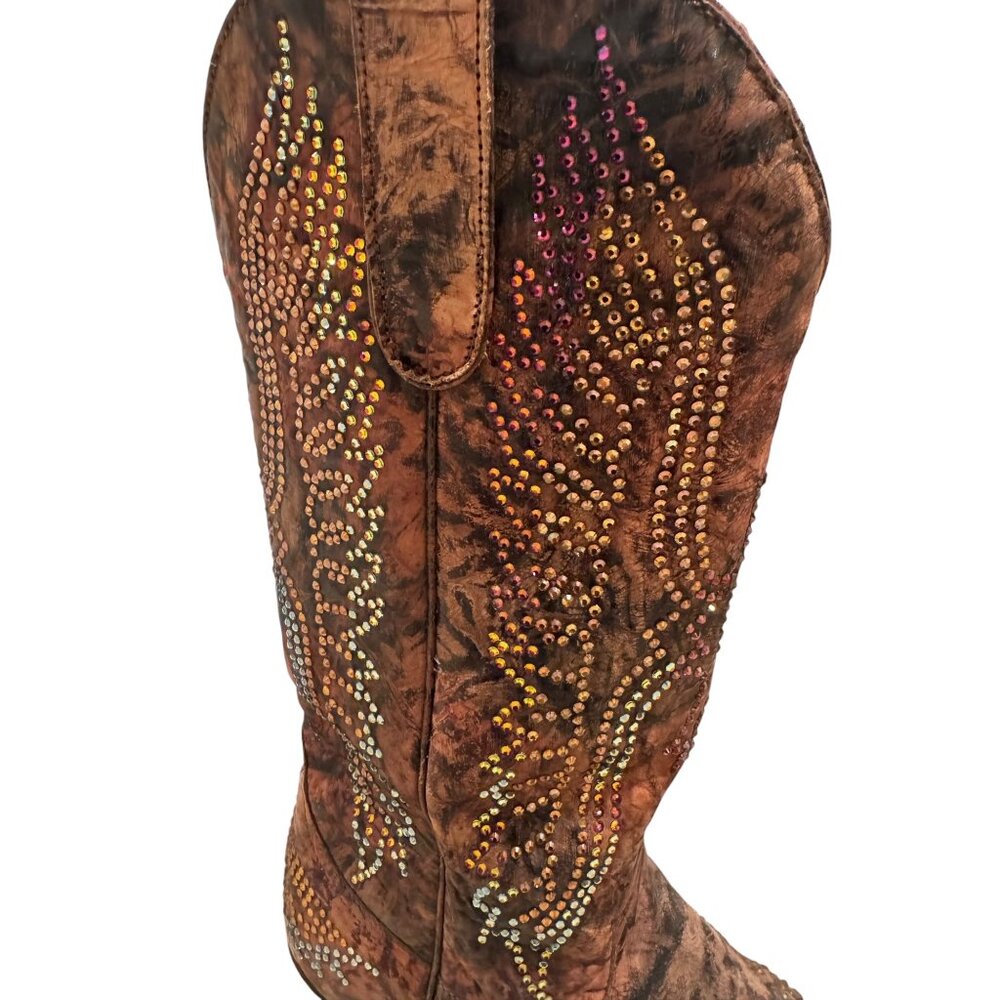 Size 8 Womens Old Gringo Eagle Swarovski Crystals Snip Toe‎ Cowboy Cowgirl Boots - Picture 12 of 16